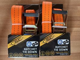 2 Spanngurte C&C Automotive, Neu, Orange, 5m x 39mm!