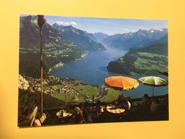 Urmiberg Restaurant Vogelschau Brunnen und See