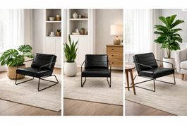 Eleganter Sessel – Schwarz mit Metallgestell