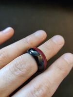 Esprit Ring aus Edelstahl Schwarz/Burgunderrot