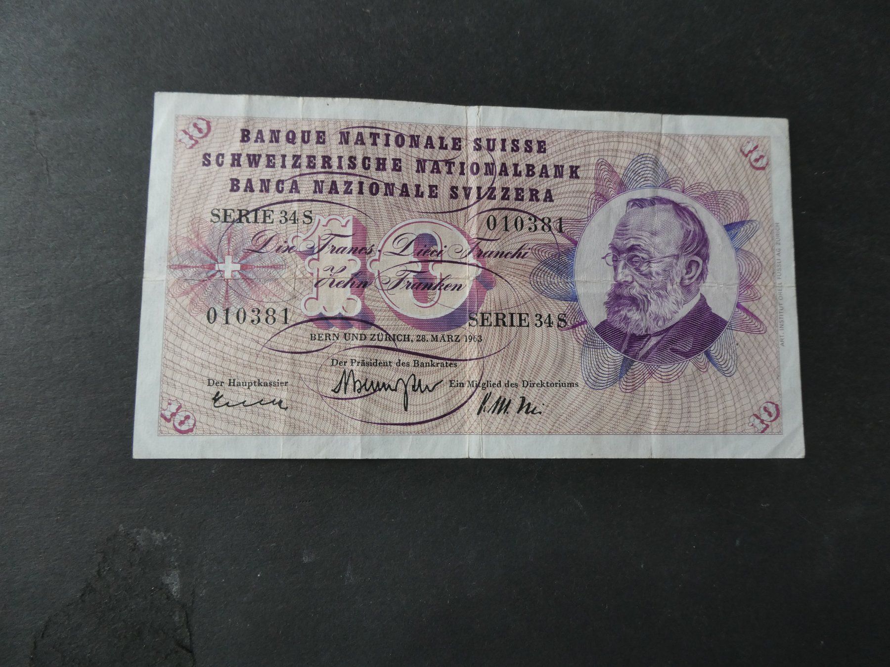 Banconote: Schweiz 1963, 10 Franken – Usato da Hinterforst venduto da Rohusri