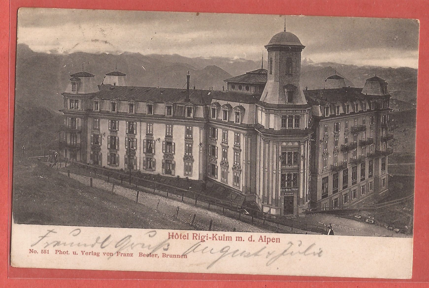 Cartoline postali: Rigi Kulm Hotel - 1905 – Usato da Fislisbach venduto da Porano