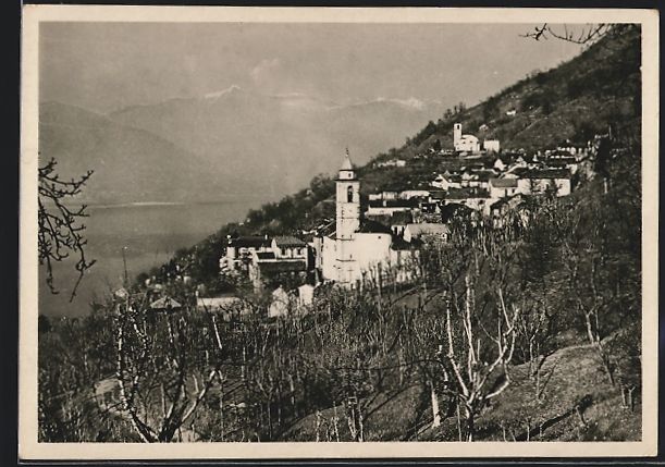 Cartoline postali: AK Caviano, Ortsansicht mit Kirche, 1947 – Usato da Berlin venduto da bartko-reher