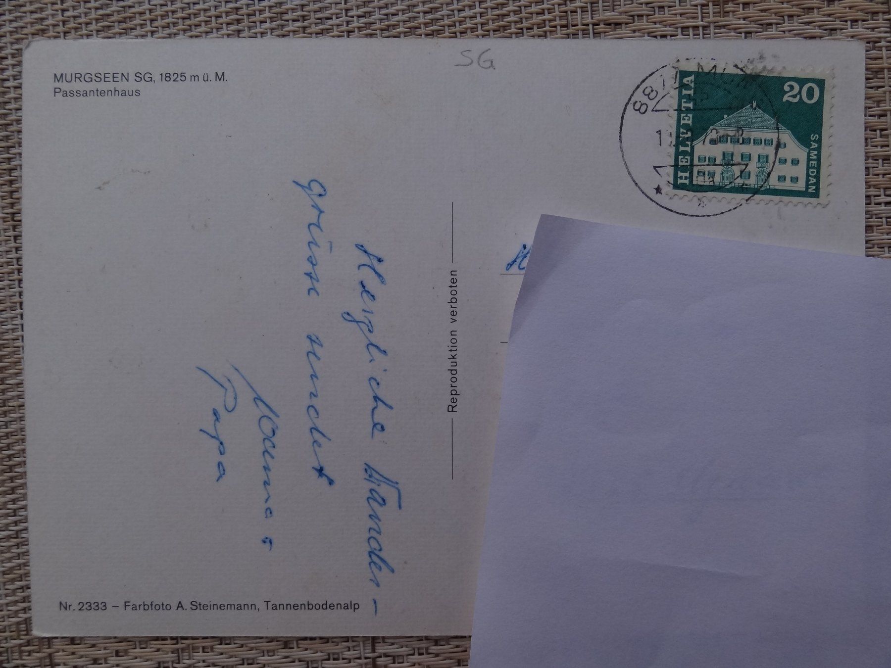 Cartoline postali: Murgseen - Passantenhaus - SG - 1970 – Usato da St Léonard venduto da Riglin 1