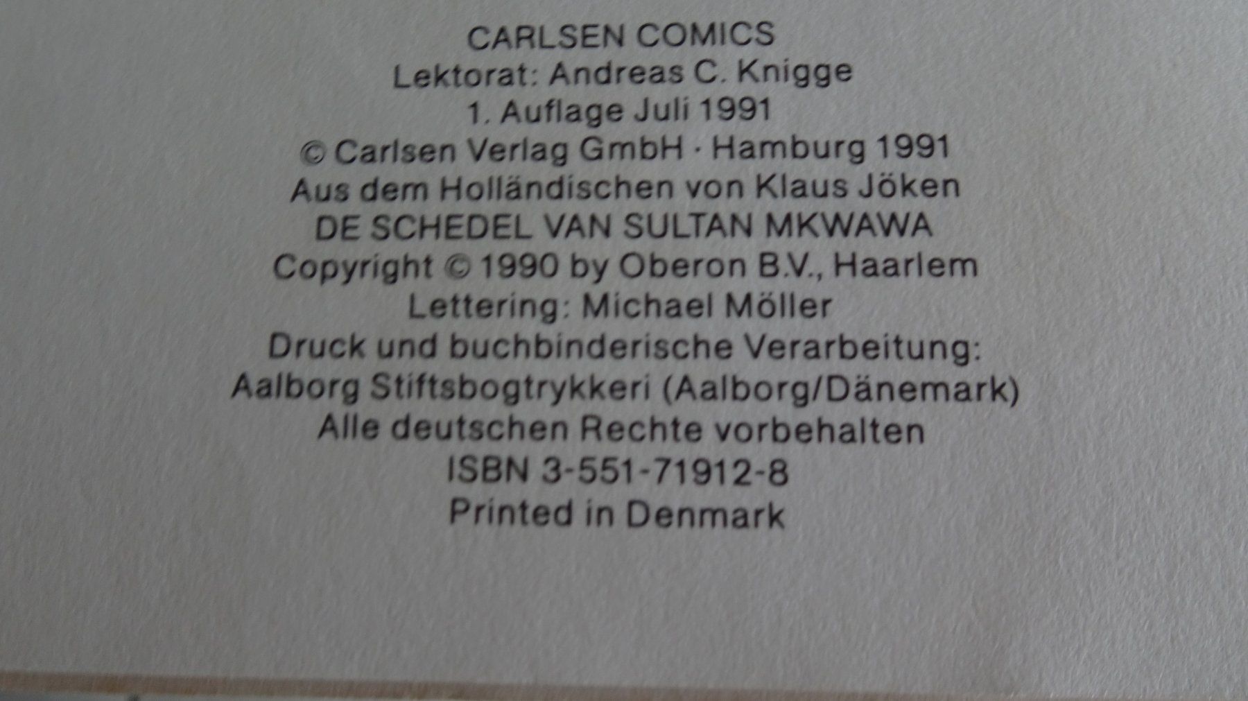 Fumetti: DER SCHÄDEL DES SULTANS  CARLSEN COMIC – Usato da Zürich venduto da Roulet 2