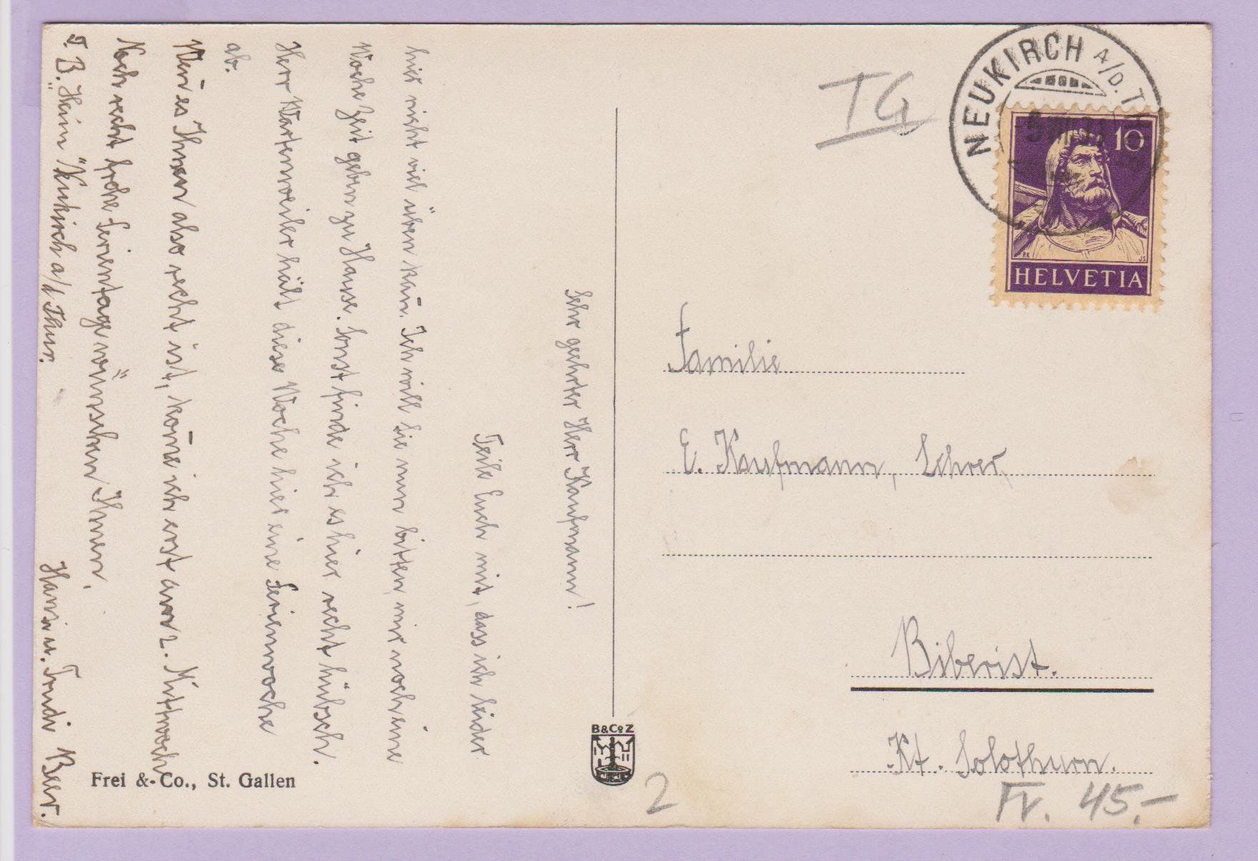 Cartoline postali: Neukirch an der Thur   :   alte Ansichtskarte 1931 – Usato da Vitznau venduto da Ropaku 3