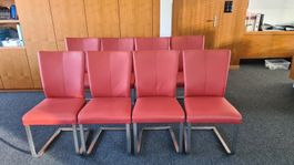 8 schöne Freischwinger-Esszimmerstüh in robustem Büffelleder
