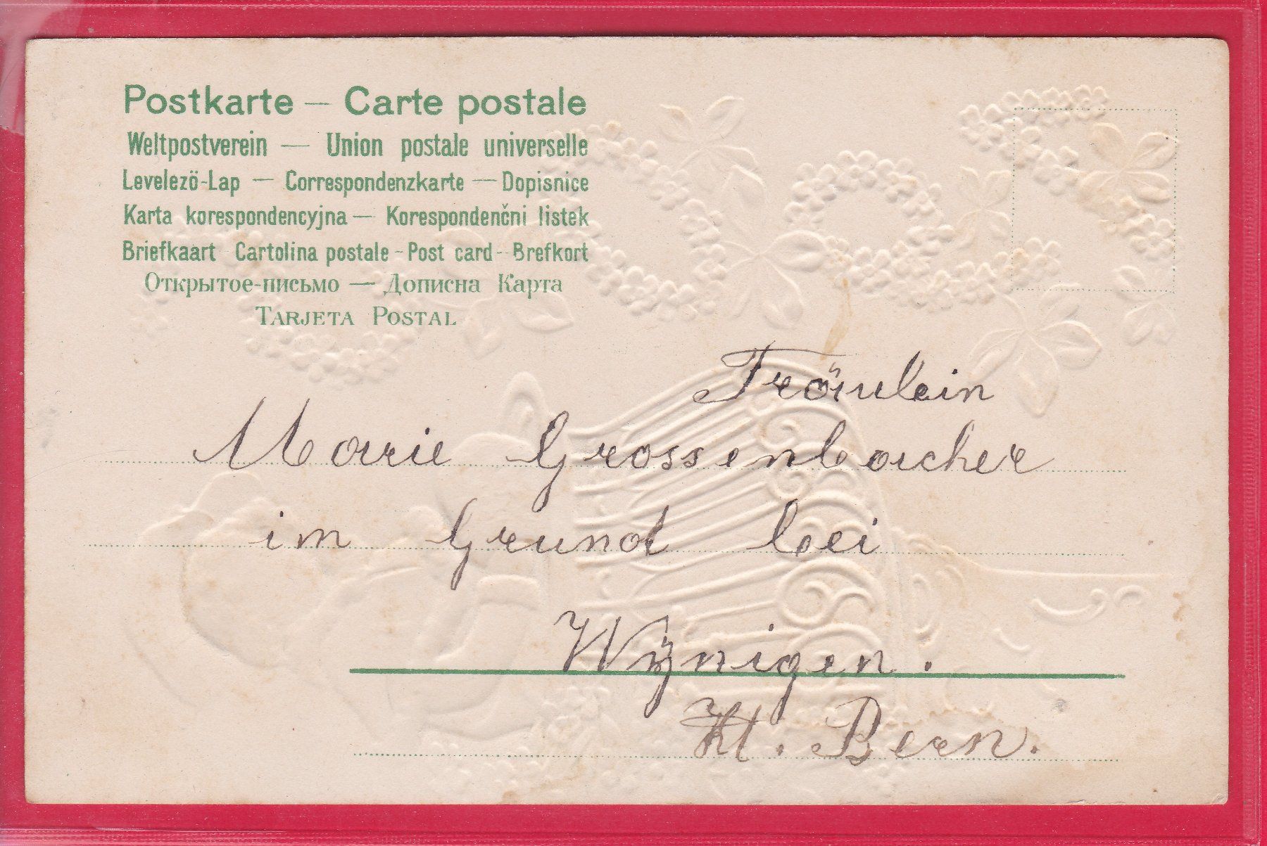 Cartoline postali: PRÄGE - NEUJAHRESKARTE, 1905, – Usato da Oberrieden venduto da Gebirgsstelze 1