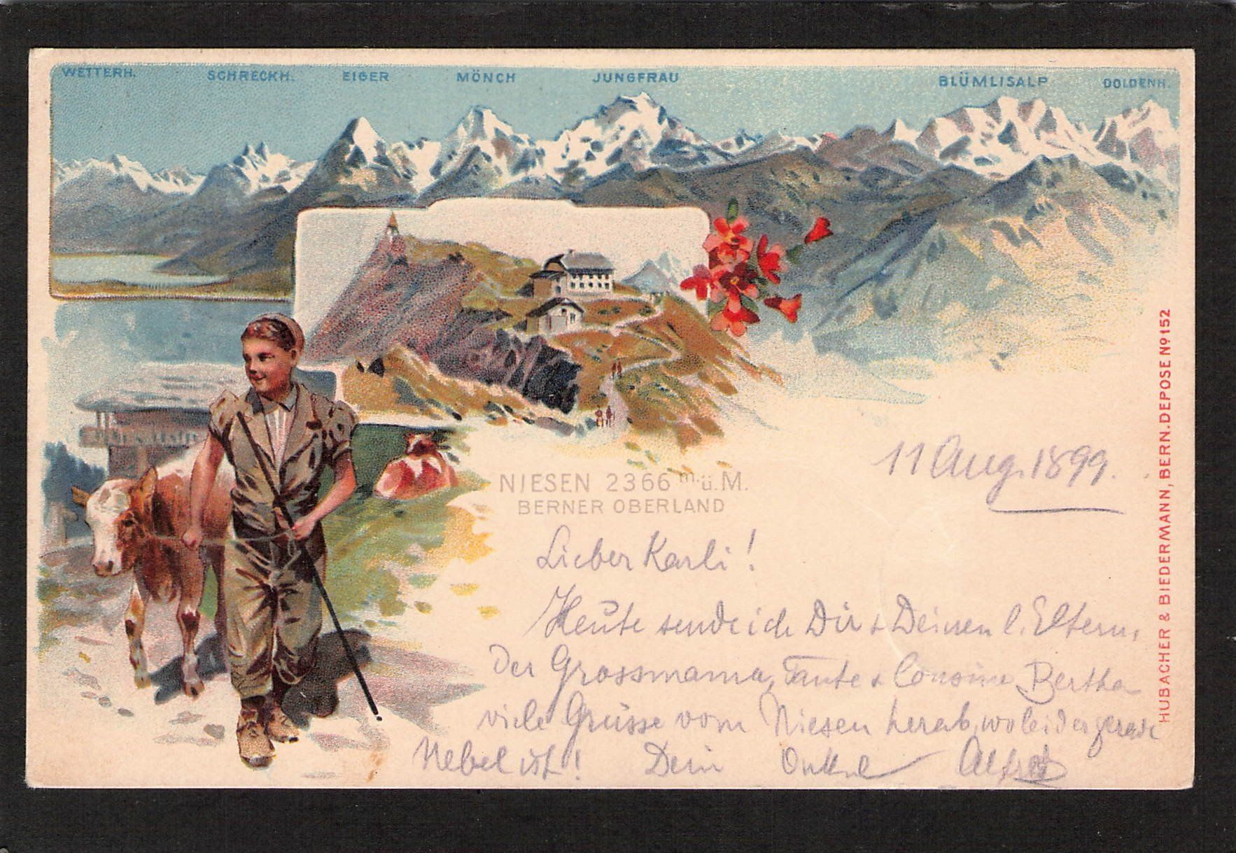 Cartoline postali: #Niesen Kulm Stabstempel , gel. 1899 – Usato da Reichenburg venduto da Pipo-67