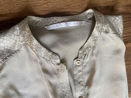 customade BLUSE zirka GR.36/38 Kurzarm Blüsli mocca/gold