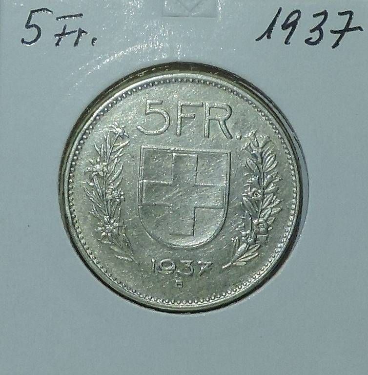 Toutes les monnaies: 5 Franken 1937  Silber – D'occasion à Gommiswald par Malediven2025