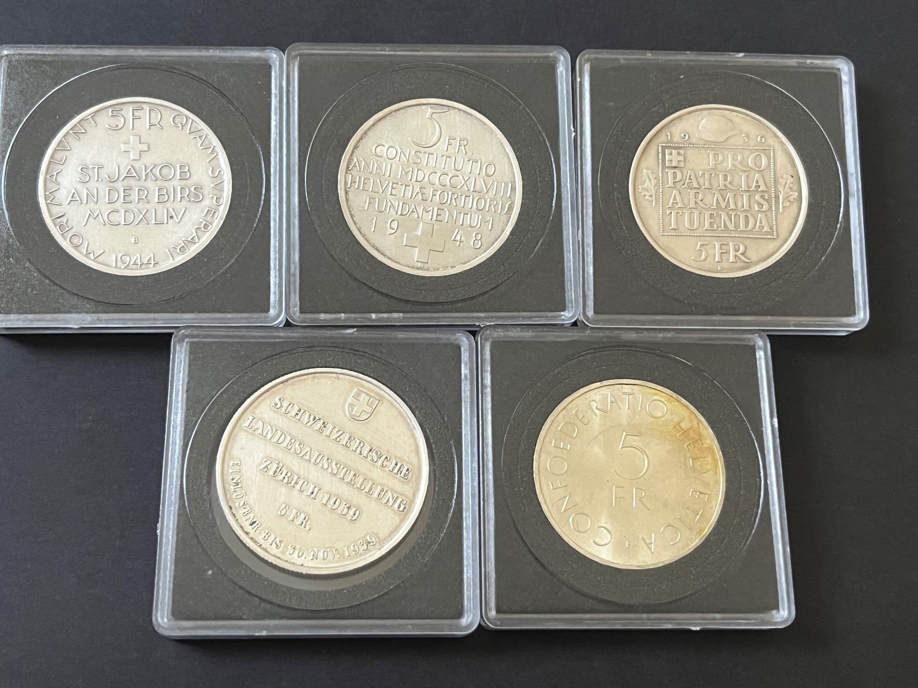 Toutes les monnaies: 5x Schweizer silber Gedenkmünzen – D'occasion à Neuenhof par Mastermind-73 1