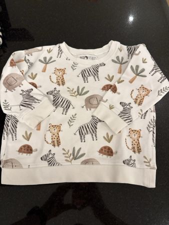 Pullover Baba Fishees Tiermuster Grösse 2/3 reine Baumwolle