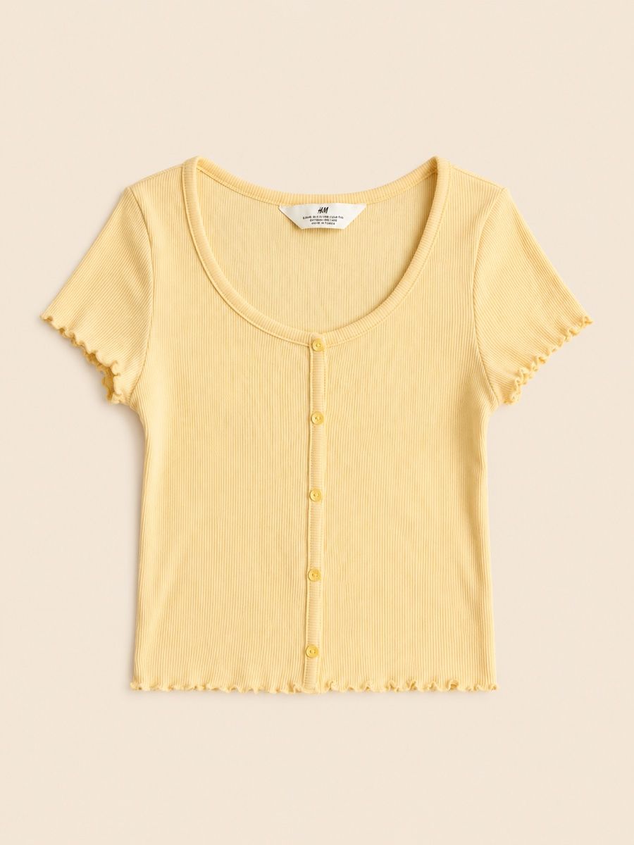 H&M Blusen, T-Shirts & Tops: TOP CÔTELÉ JAUNE PÂLE H&M – Neu (gemäss Beschreibung) aus Lausanne von mar_6snp 1