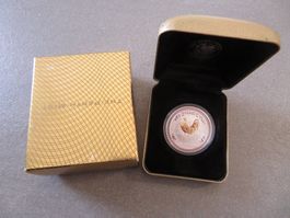 Lunar I Münze Hahn 2005  / 1Unze Silber gilded mit Box