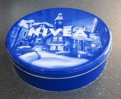 XXL Blechdose NIVEA Wintermotiv " Geschenkset" leer, D=23 cm