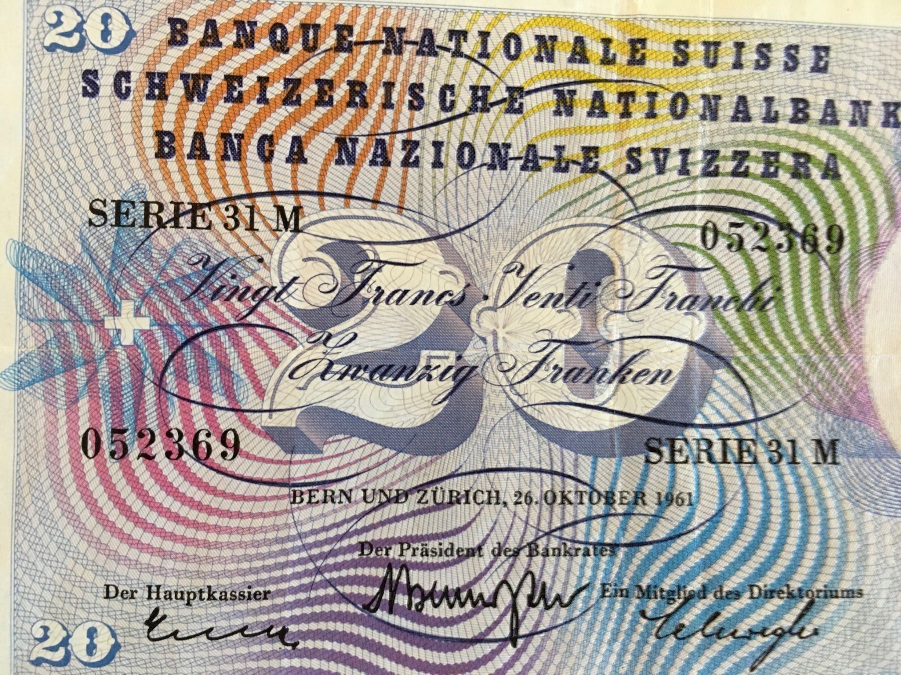 Billets de banque: Schweizer Banknote 20.- – D'occasion à Bauma par haelge01 3