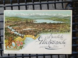 Litho PK / Gruss aus Zürich - mit Werbung auf Rückseite 1900