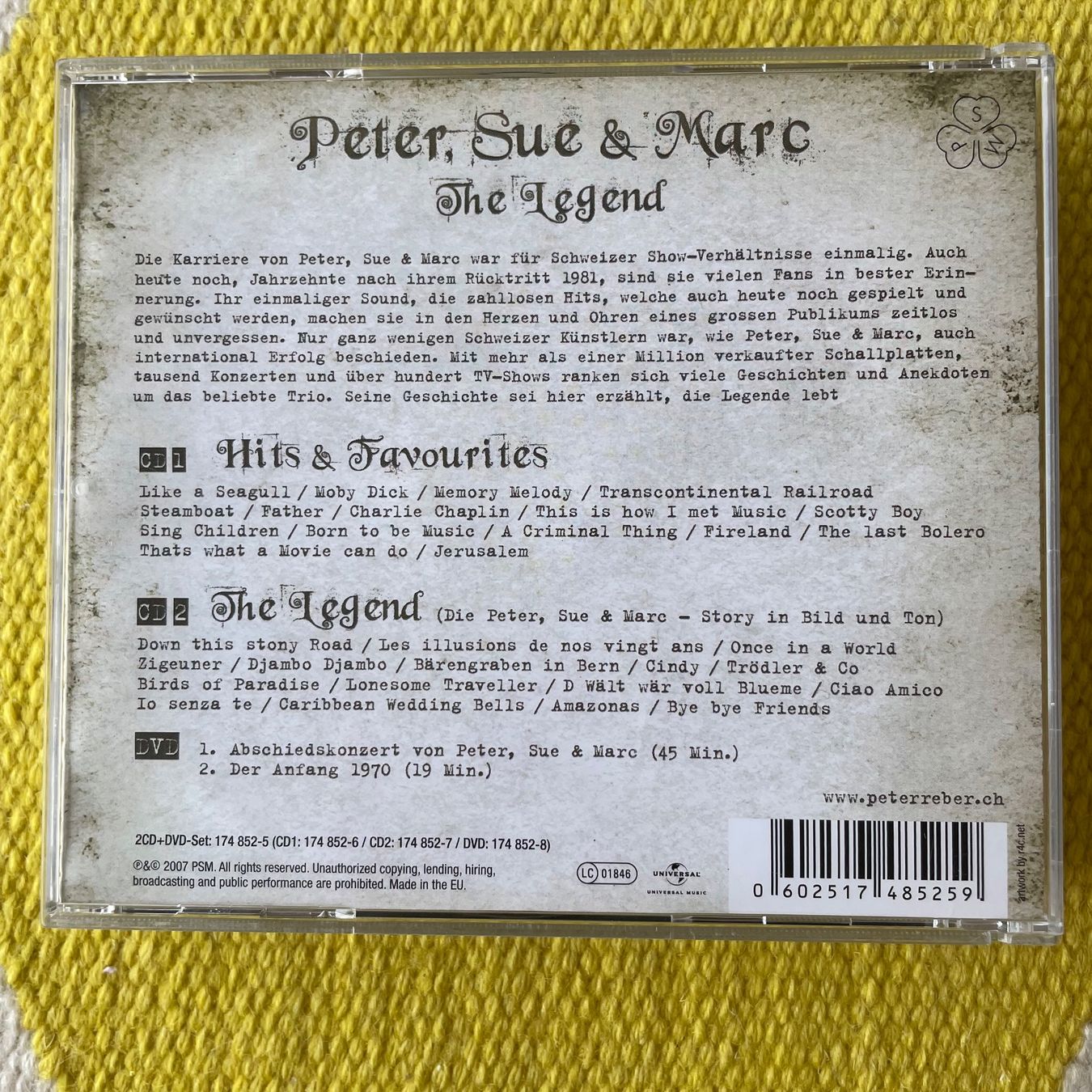CD: PETER SUE&MARC PETER REBER-2CD/1DVD THE LEGEND – Usato da Rorschacherberg venduto da CD-Roli 1