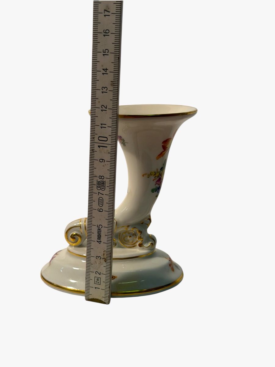 Vasi & Recipienti: Meissen Hand-Painted Floral Cornucopia Vase – Usato da Lausanne venduto da artnouveau04 3