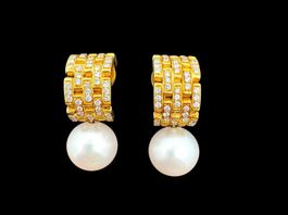 Südseeperlen Ø 14mm Diamanten 1.6c Ohrclips 18k *S1710