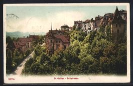 AK St. Gallen, Tellstrasse mit Villen
