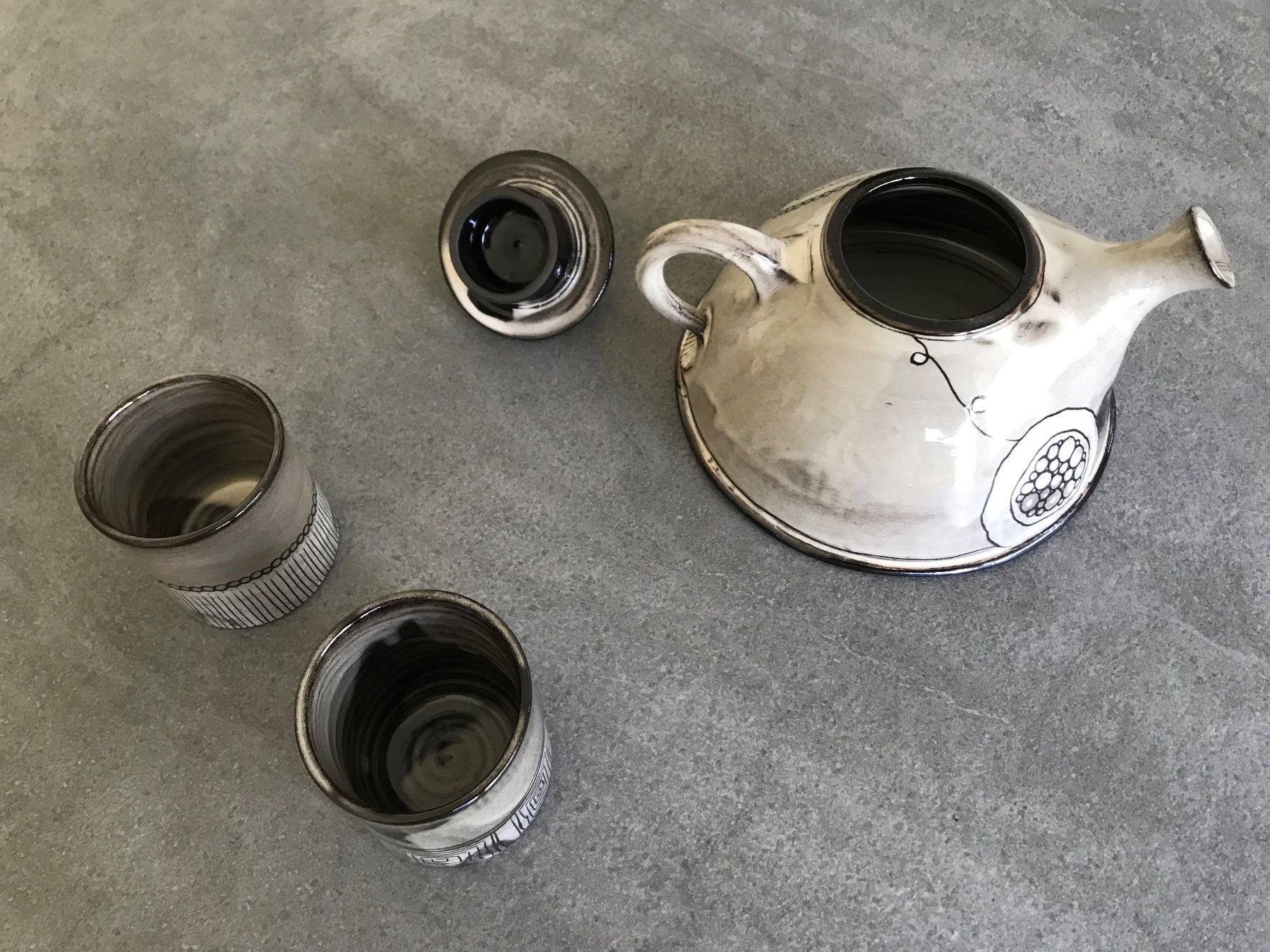 Teekannen: Ensemble théière et 2 gobelets en céramique artisanale – Neu (gemäss Beschreibung) aus Locarno von Michel840211 2