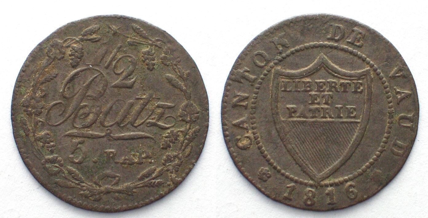 Tutti le monete: CH WAADT 1/2 Batzen 1816 Billon – Usato da Riehen venduto da sesambestcoins2004
