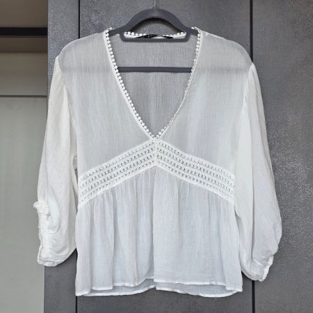 🐸 ZARA BLUSE M BOHO STYLE LUFTIG LEICHT