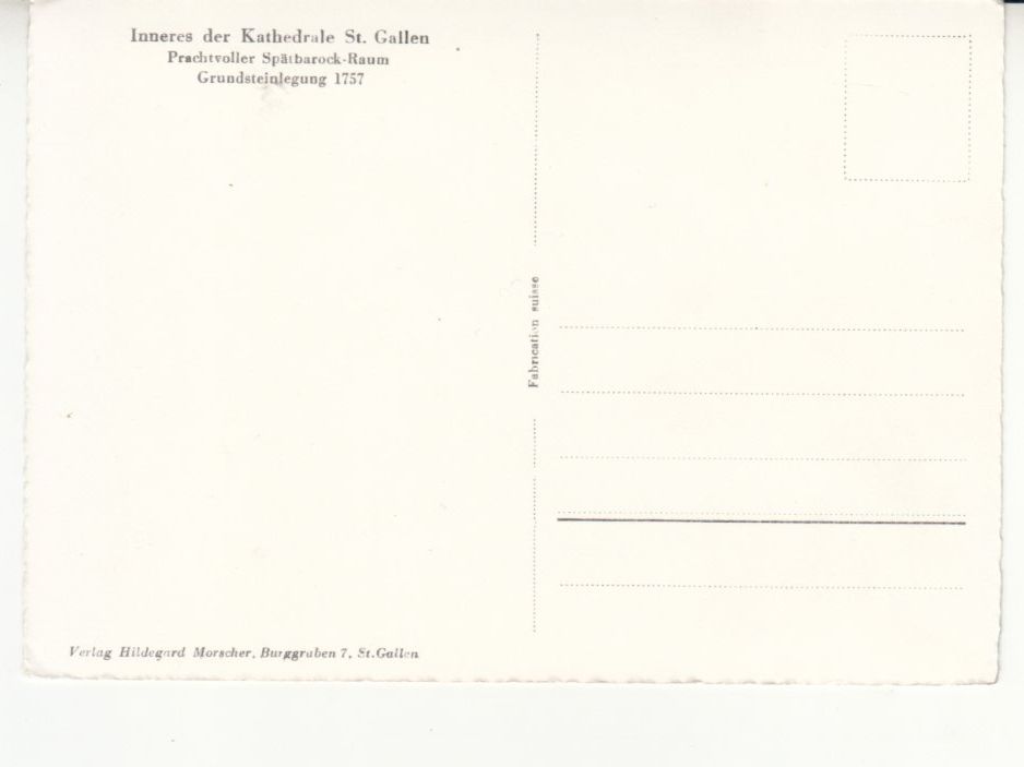 Cartoline postali: St. Gallen Kathedrale, ca. 1960 – Usato da Bürglen TG venduto da StampGraf 1