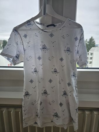 Cooles Herren T-Shirt mit Segelschiff-Muster, Grösse S