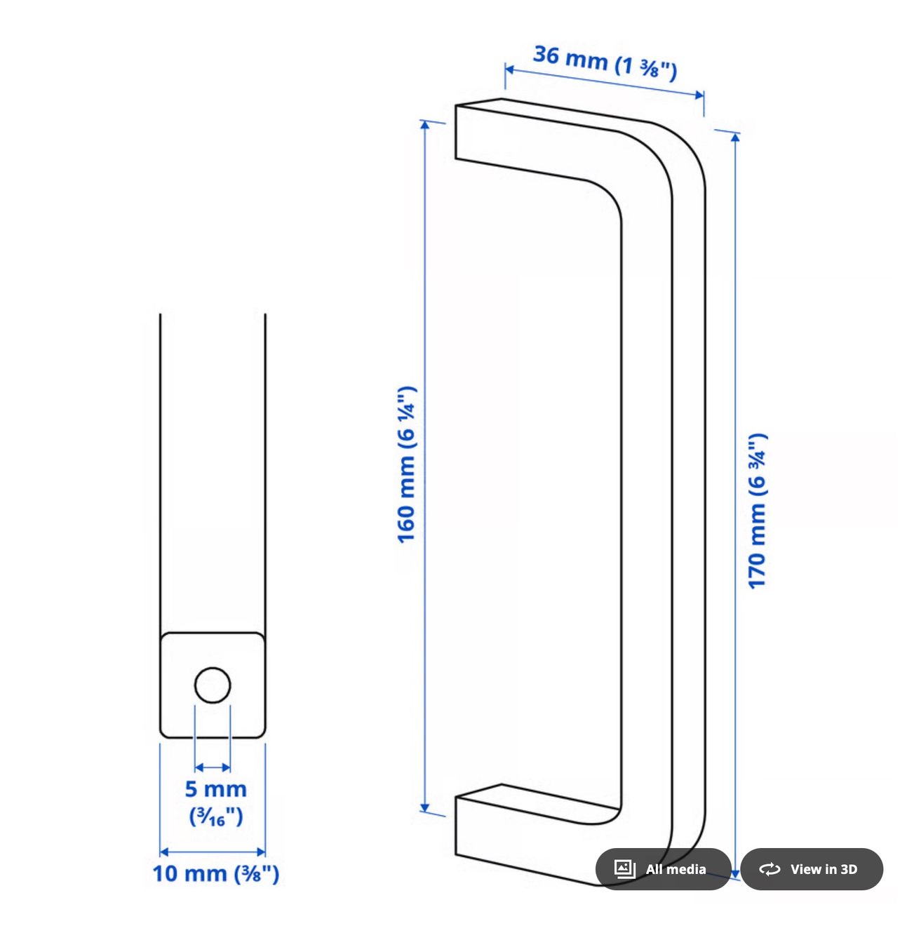Ikea Quincaillerie: Ikea BORGHAMN 170 mm – D'occasion à Wolhusen par Aleksandr.M 1