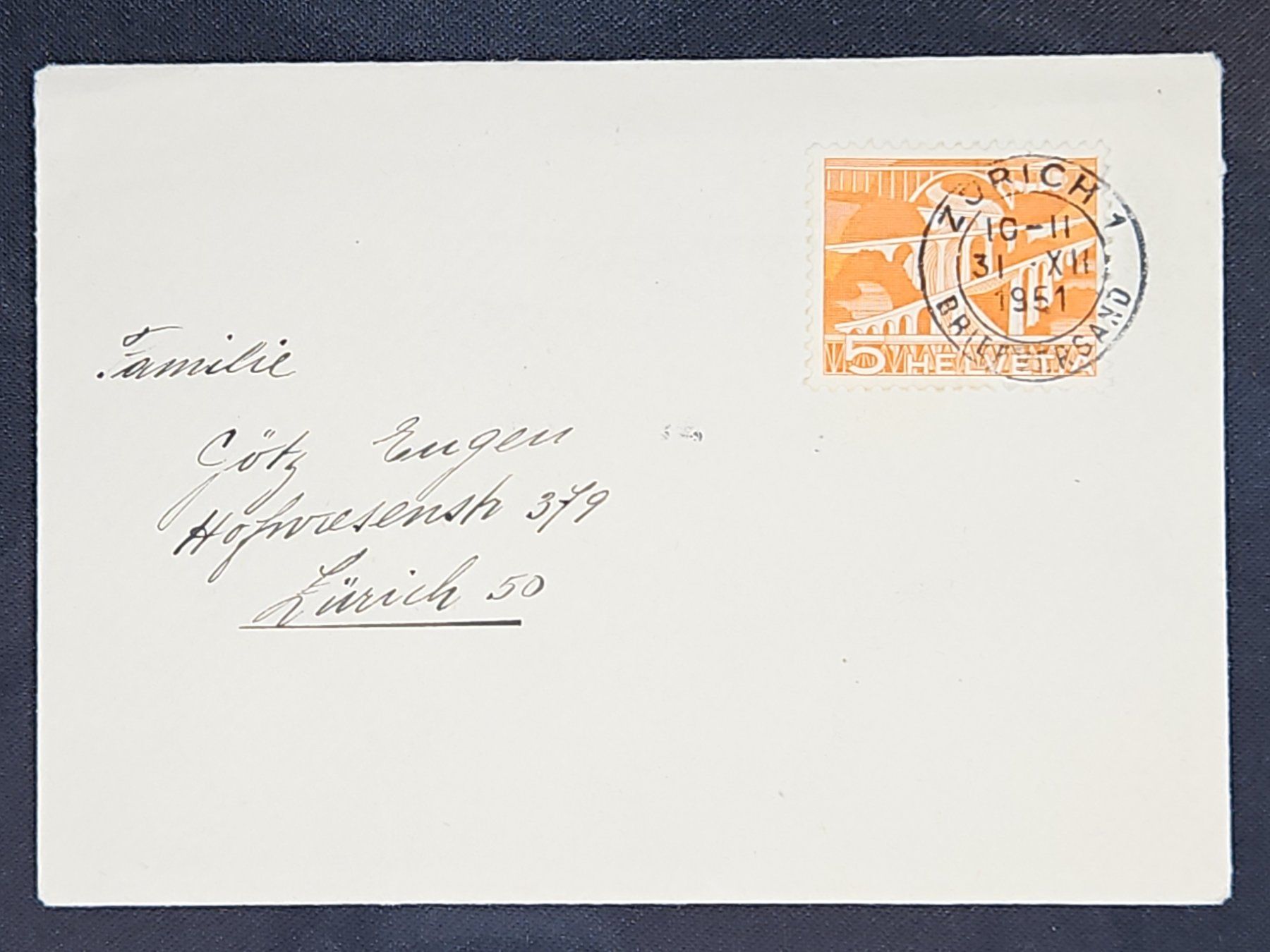 Alle Briefmarken: CL08 Enveloppe + Timbre Suisse 1951 – Gebraucht aus Cousset von Patrick_Collections