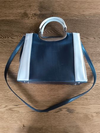Edle Vintagetasche in blau/crème