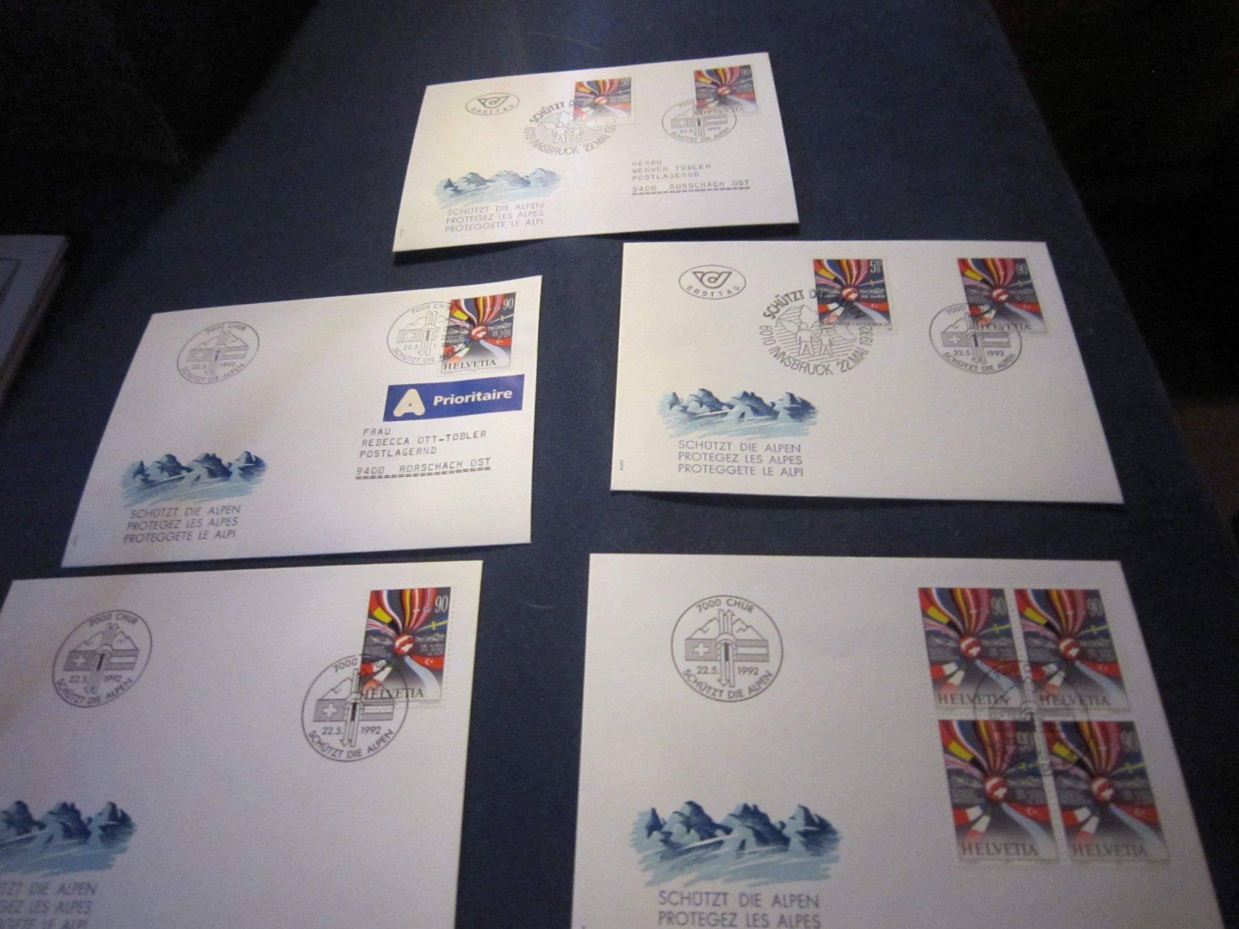 Tutti i francobolli: CH 1992 FDC GEmeinschaftsausgabe 2 x mit AK Stempel – Usato da Gordola venduto da Polentaefung