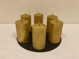 Kerzen 6x10 cm, gold Glitter, 6 Stück, je ca. 240g