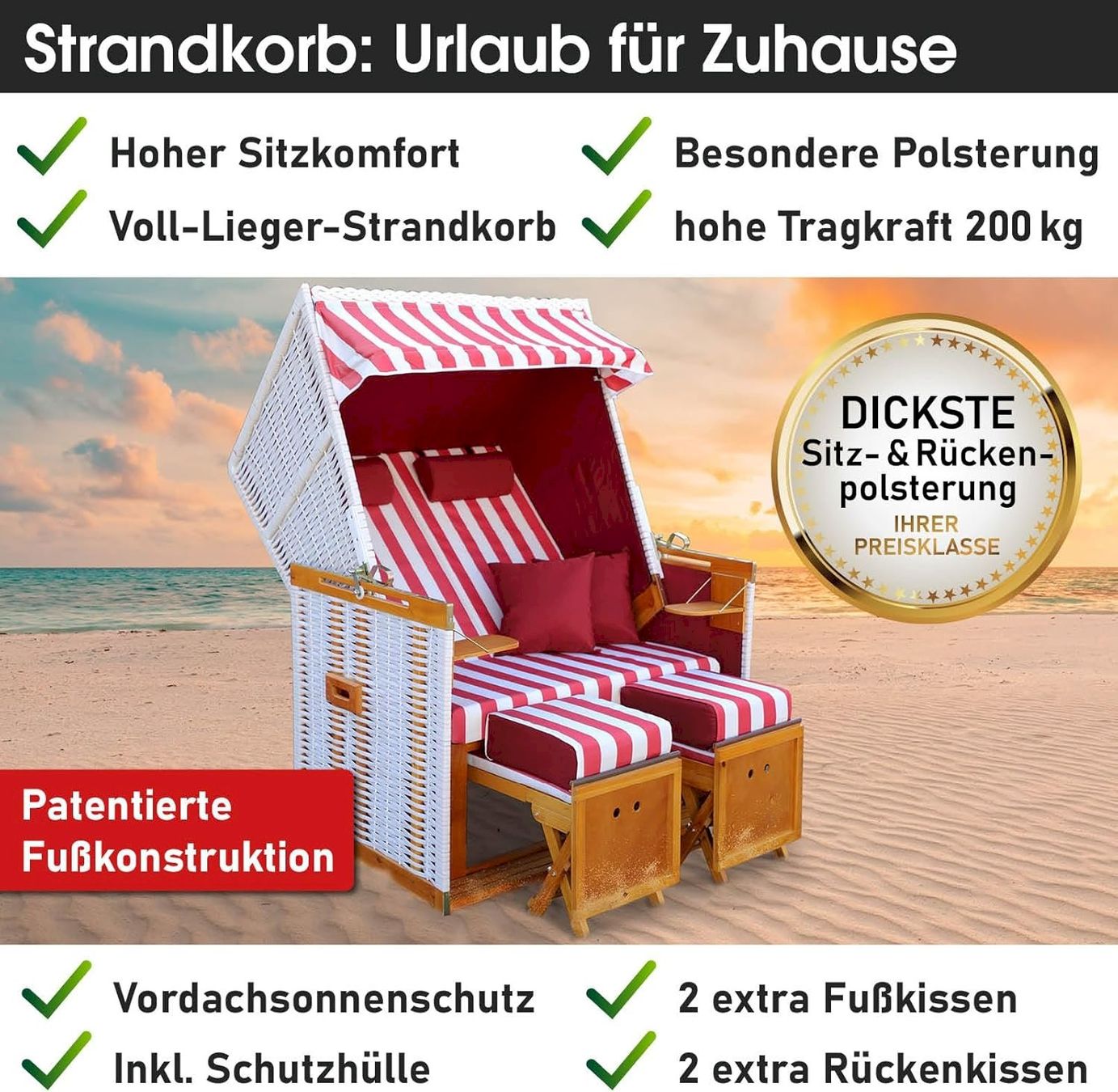 Sedie a sdraio: Strandkorb NORDERNEY DELUXE 120cm – Nuovo e nell'imballaggio originale da Bottighofen venduto da zaap 6
