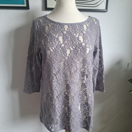 Street One Bluse, Grösse 38, grau, Spitze