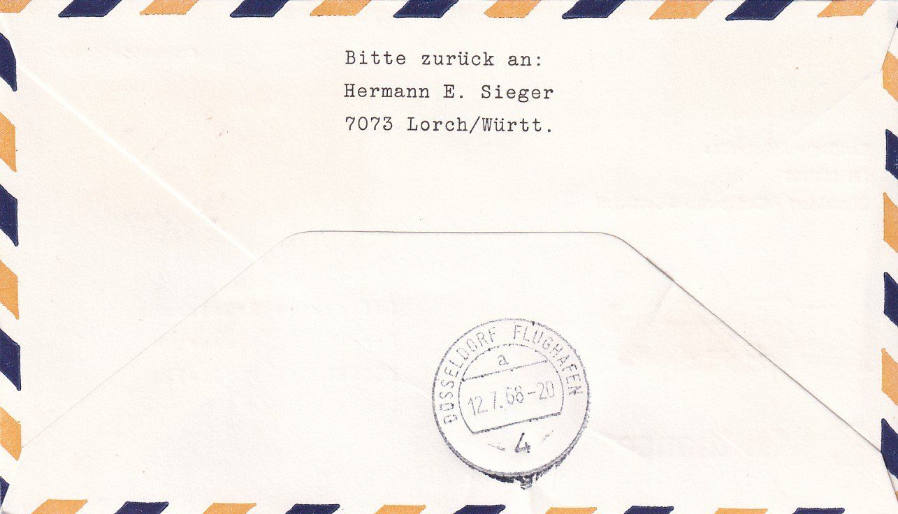 Tous les timbres: Erstflug Lufthansa Budapest - Düsseldorf 1968 – D'occasion à Baar par Asmara111 1