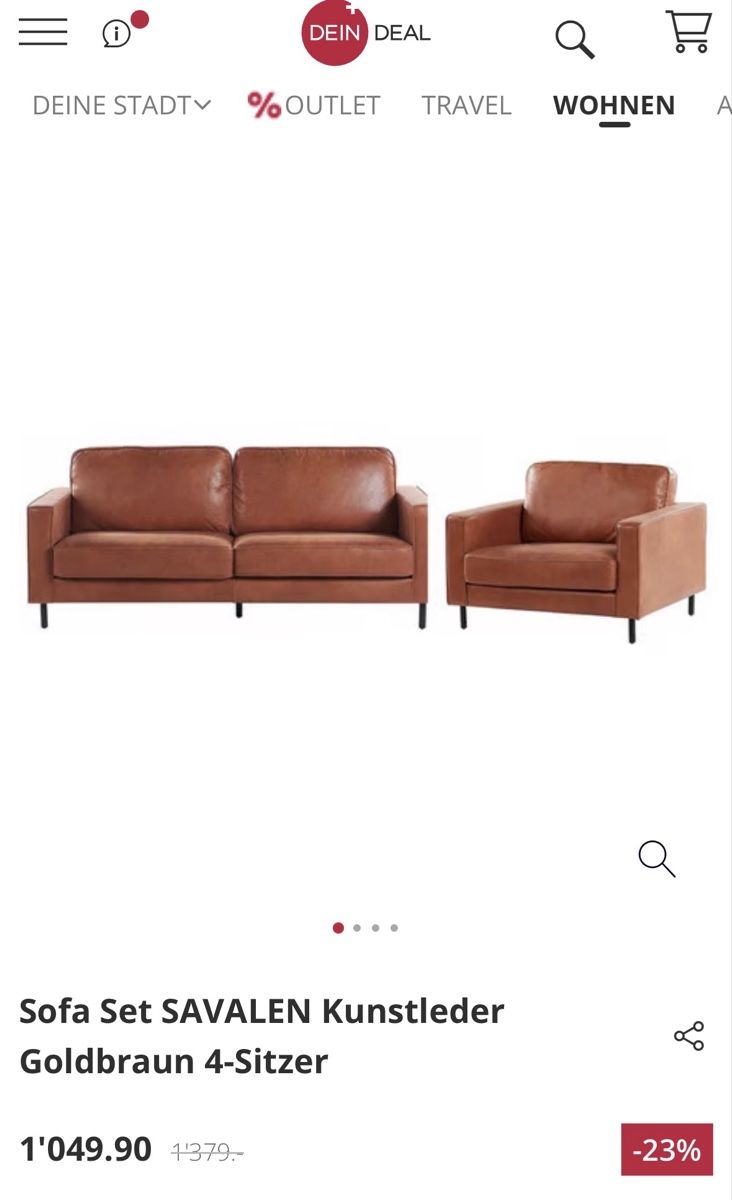 Divani: Sofa Set, Kunstleder Goldbraun – Usato da Luzern venduto da Luisa0708 1
