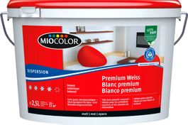Weisse Farbe Miocolor Dispersion Premium Weiss 2.5 l (NEU)