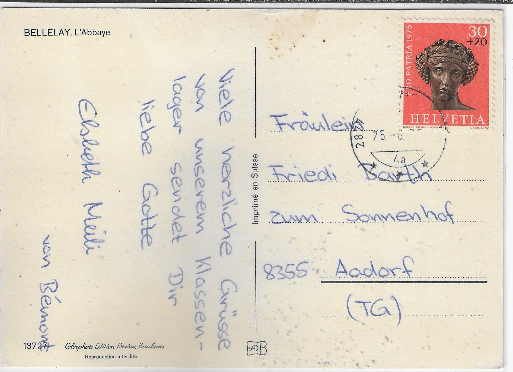 Cartoline postali: Bellelay - L'Abbaye – Usato da Ettingen venduto da Kartenplanet 1