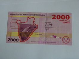Original 2000 Burundi Francs Banknote, UNC, 2023 Serie