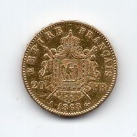 (696) Frankreich, 20 Francs, 1868, Gold, Napoleon mit Kranz