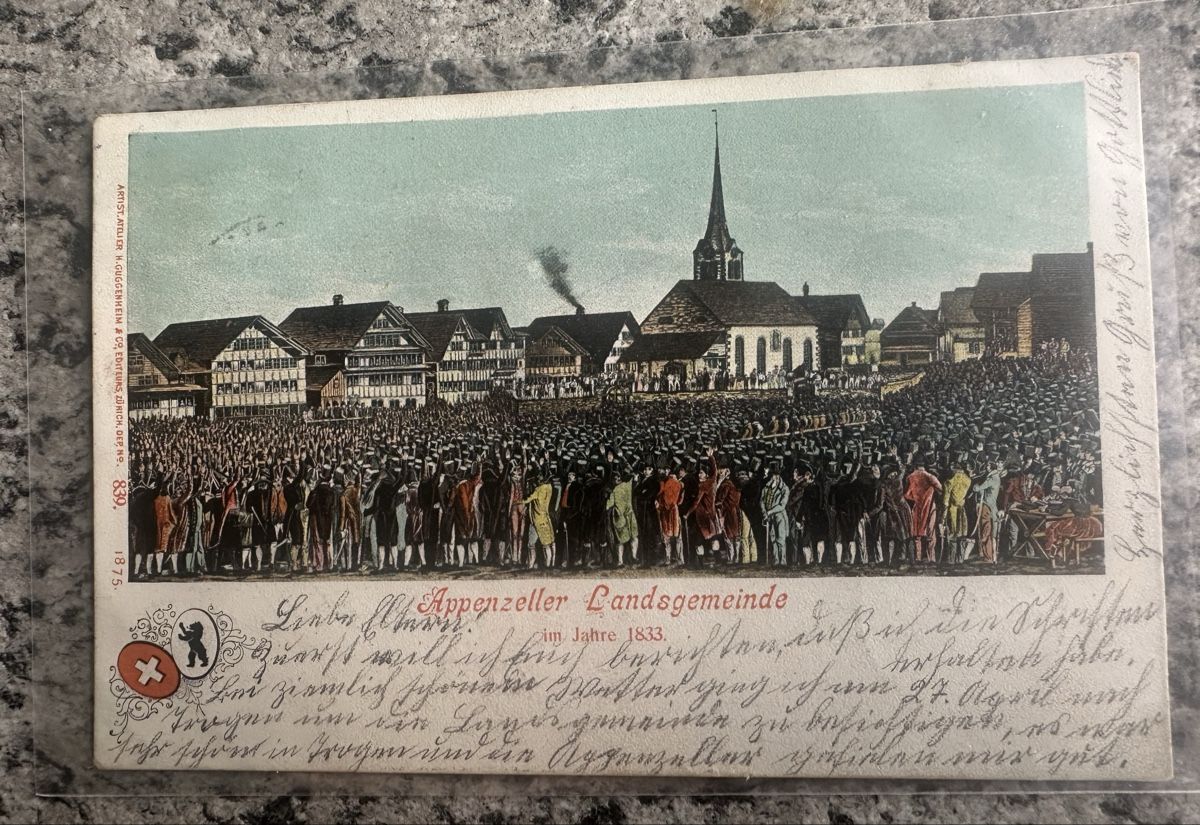 Ansichtskarten: Litho Guggenheim Appenzeller Landsgemeinde – Gebraucht aus Wettingen von Phibras