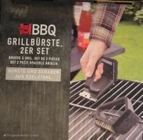 BBQ Grillbürste 2er Set, Bürste und Schaber aus Edelstahl