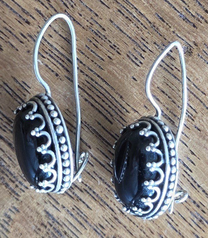 Boucles d'oreille: Wunderschönen Ohrringe Silber  Onyx-Stein oval – D'occasion à Basel par sci_67ms 3