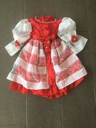Trachtenkleid rot-weiss Stickerei Gr. 128