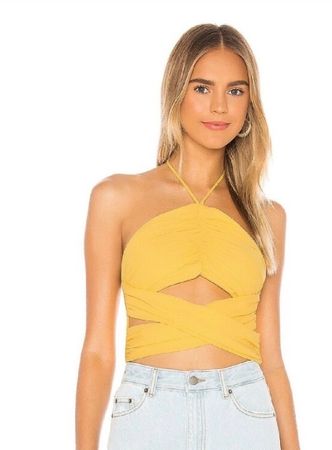 Superdown Yellow Halter Top - Size S