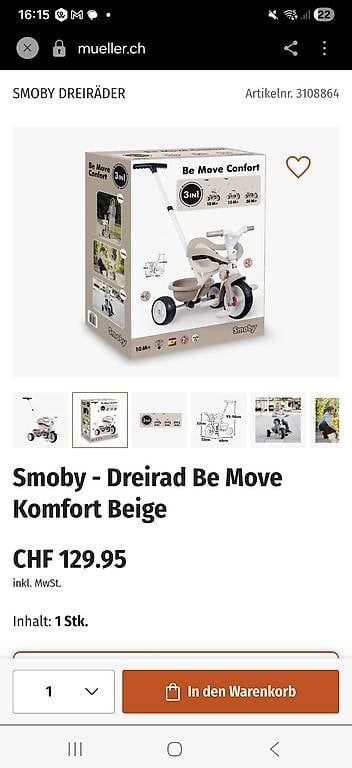 Smoby Veicoli per bambini: Dreirad 3in1 Originalverpackt – Usato da Wiler b.Utzenstorf venduto da Sonnenblume1990 3